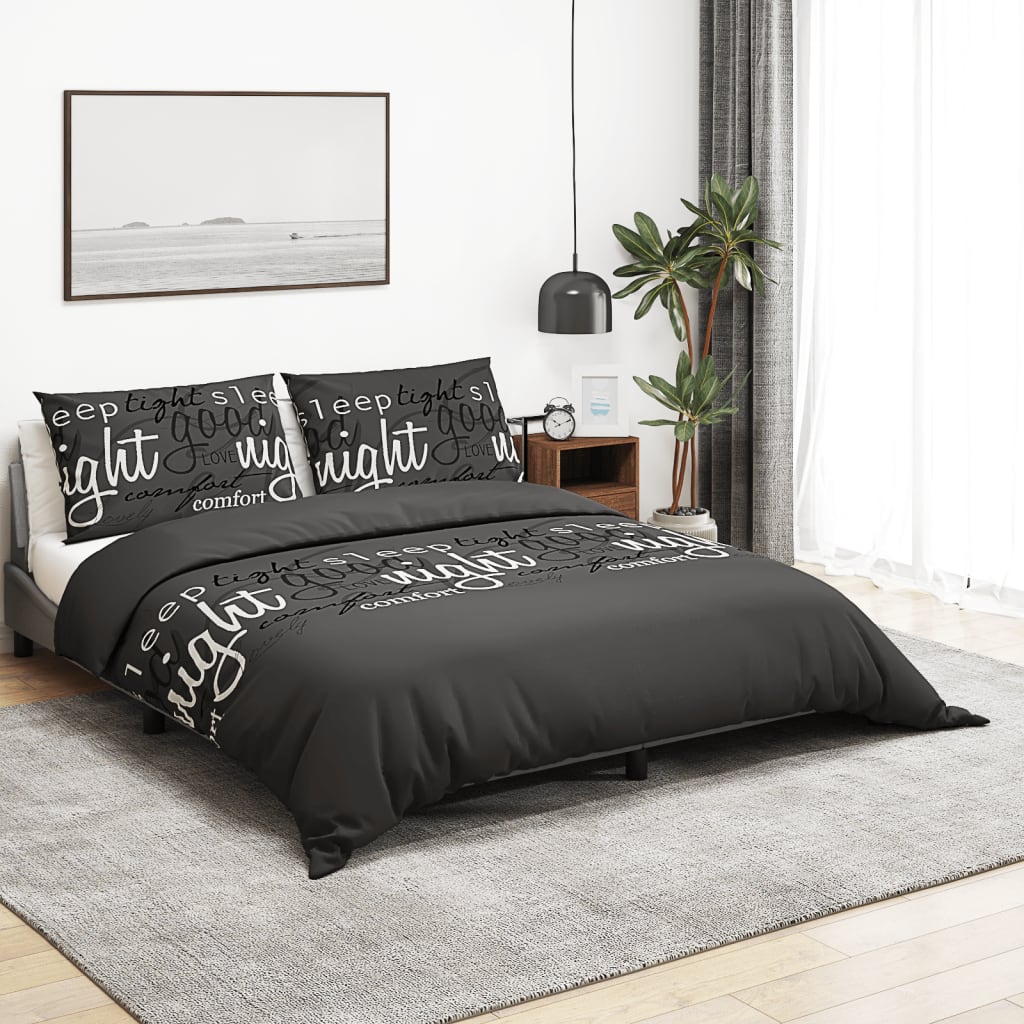 Set posteljine za poplun crna 200x200 cm pamučni