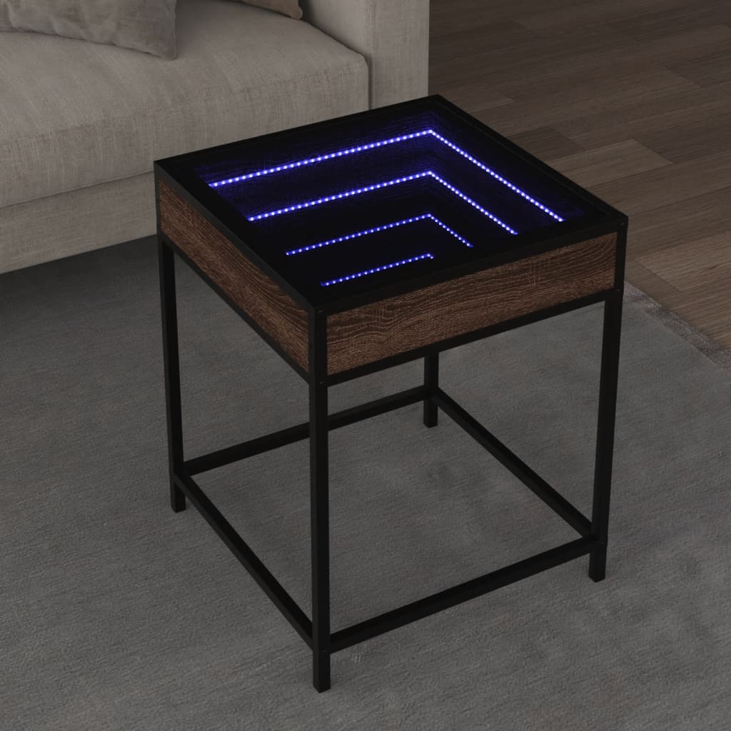 Stolić s beskonačnim LED svjetlima boja hrasta 40 x 40 x 51 cm